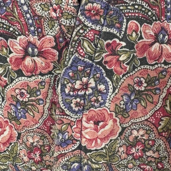 Vintage Pink Rose Vest Floral Print Navy Blue Open Plus Size Handmade Cottage - Picture 5 of 10